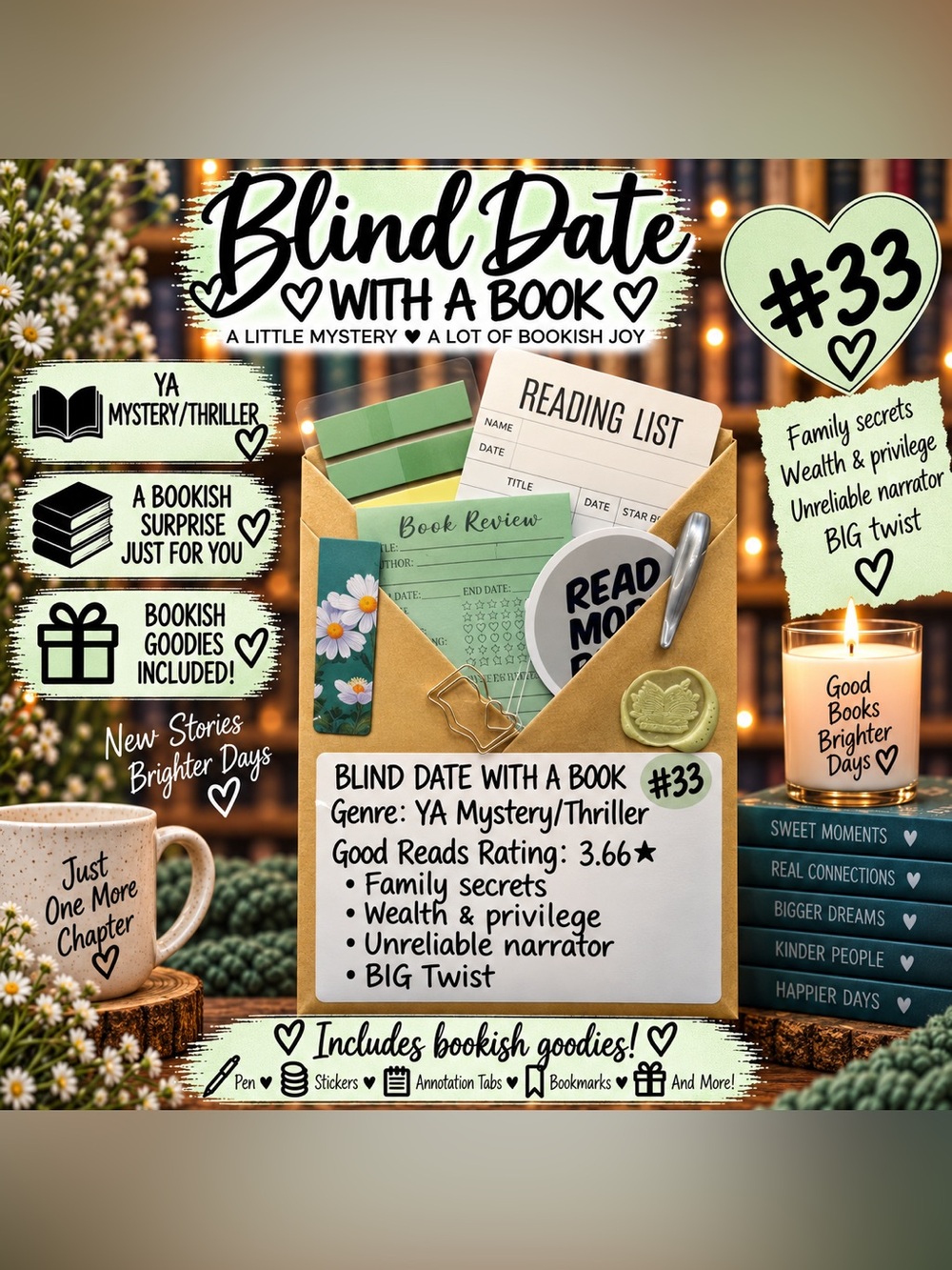 Blind Date With a Book #33 - YA Mystery/Thriller Book & Accessories Set